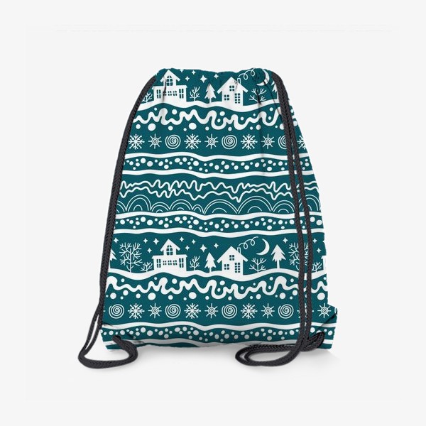 Рюкзак «зима паттерн сине-зеленый»