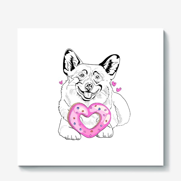 Холст «Милая собака с пряником ко Дню Святого Валентина»
