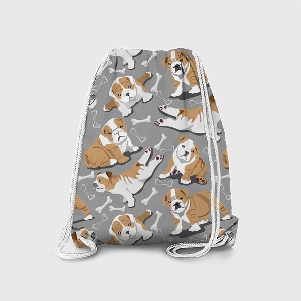 Рюкзак «Милые щенки  бульдога с косточками»