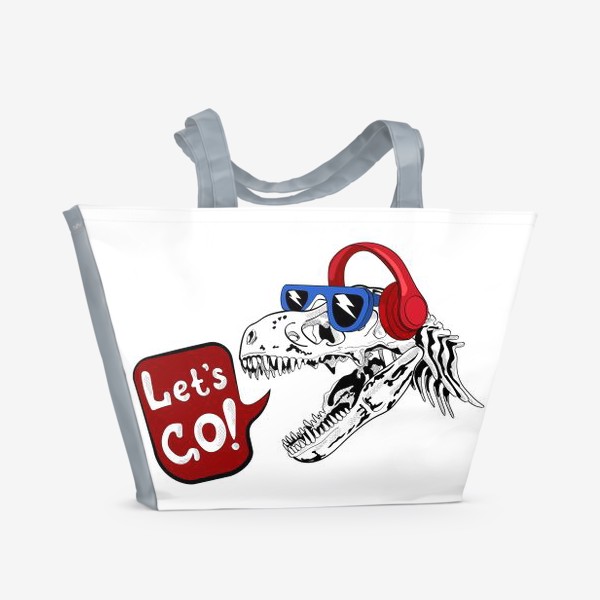 Пляжная сумка «Тираннозавр Рекс в очках и наушниках»