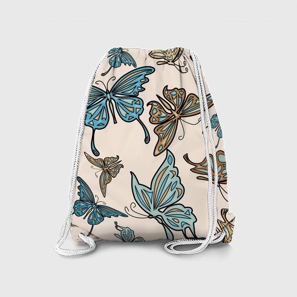 Рюкзак «Бабочки на бежевом фоне, паттерн»