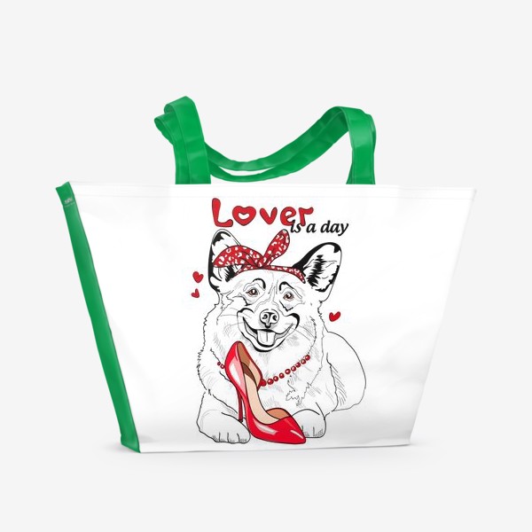 Пляжная сумка «Милая собака Корги в стиле пин-ап»