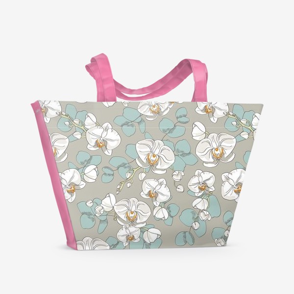 Пляжная сумка «Любимые цветы-белые орхидеи»