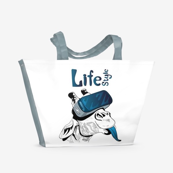 Пляжная сумка «Стиль жизни. Жираф в очках виртуальной реальности»