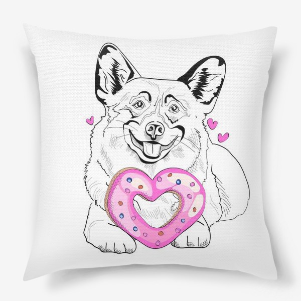 Подушка «Милая собака с пряником ко Дню Святого Валентина»