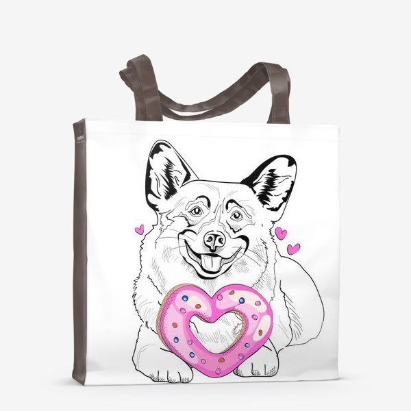 Сумка-шоппер «Милая собака с пряником ко Дню Святого Валентина»