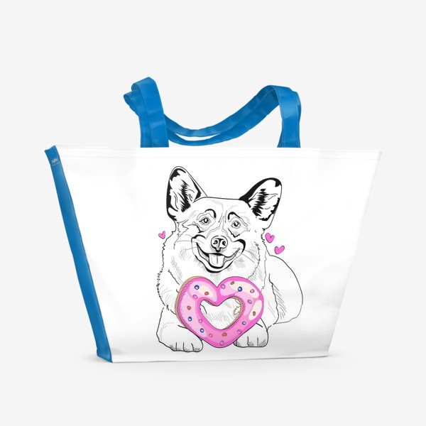 Пляжная сумка «Милая собака с пряником ко Дню Святого Валентина»