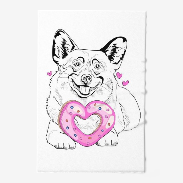 Полотенце «Милая собака с пряником ко Дню Святого Валентина»