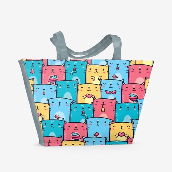 Пляжная сумка «Паттерн Разноцветные Кавайные Котята»