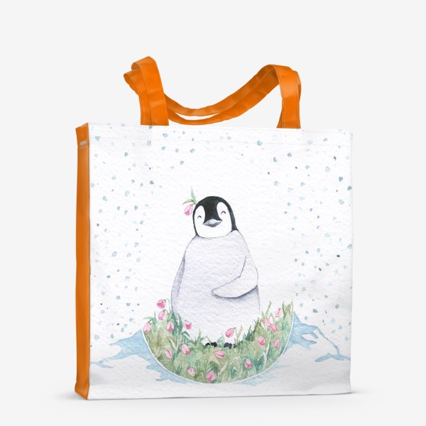 Сумка-шоппер «Пингвин в яйце из цветов »