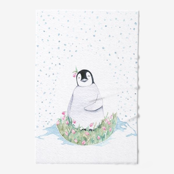 Полотенце «Пингвин в яйце из цветов »