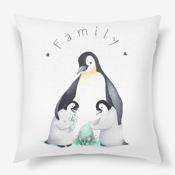 Подушка «Семья пингвинов с яйцом»
