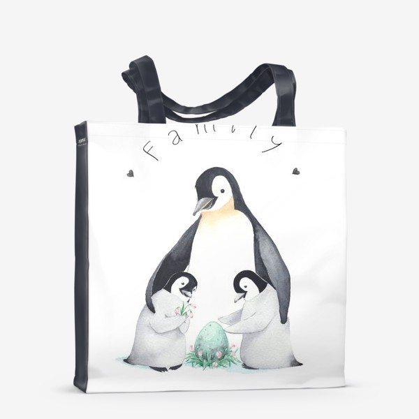 Сумка-шоппер «Семья пингвинов с яйцом»