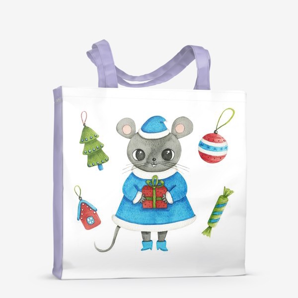 Сумка-шоппер «Мышка-снегурочка с подарком »
