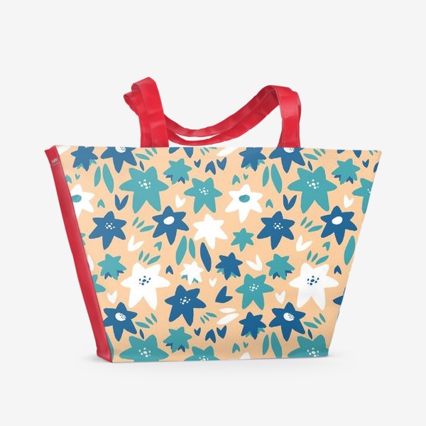 Пляжная сумка «Паттерн с абстрактными цветами-звёздами»