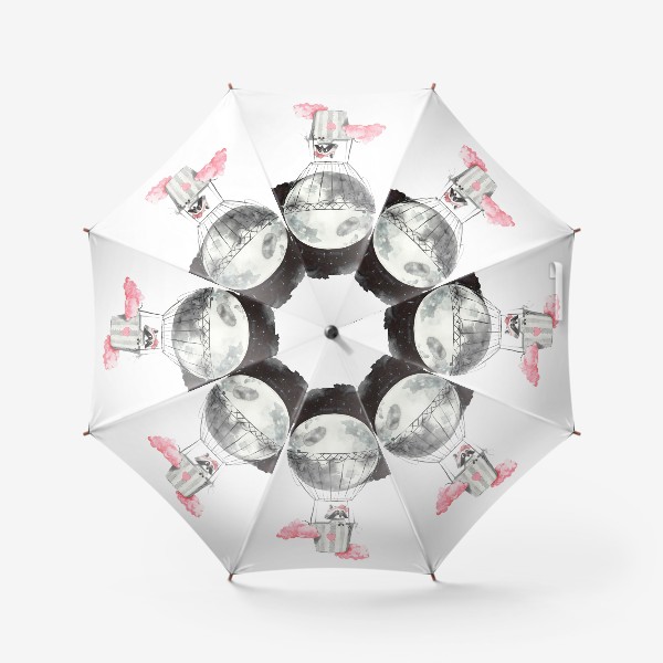 Зонт «Енот-девочка на воздушном шаре-луне»