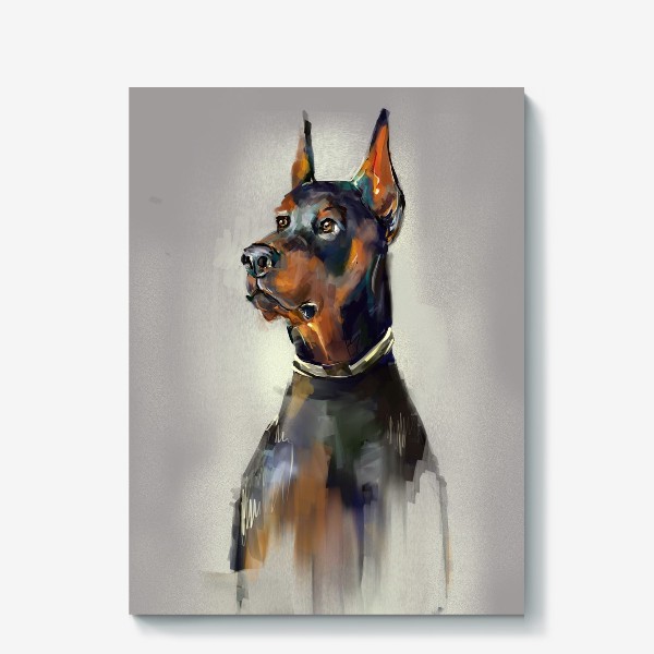 Холст «Черно- рыжая собака доберман »