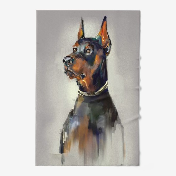 Полотенце «Черно- рыжая собака доберман »