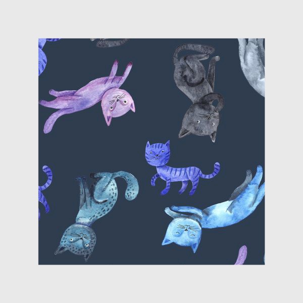 Скатерть «Коты на темно-синем фоне»
