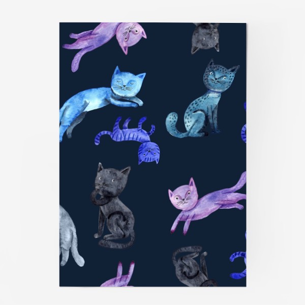 Постер «Коты на темно-синем фоне»