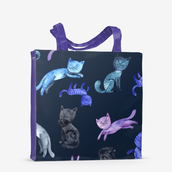 Сумка-шоппер «Коты на темно-синем фоне»