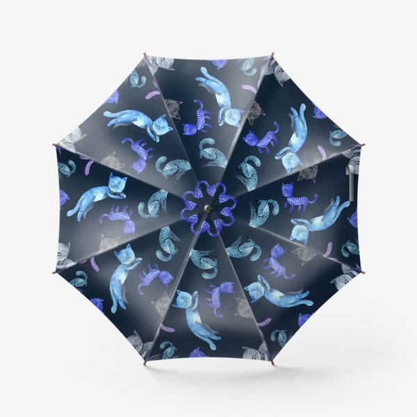 Зонт «Коты на темно-синем фоне»