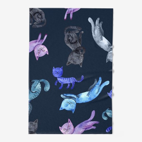 Полотенце «Коты на темно-синем фоне»