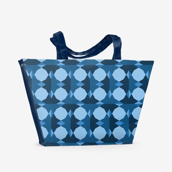 Пляжная сумка «орнамент синий граненые круги»