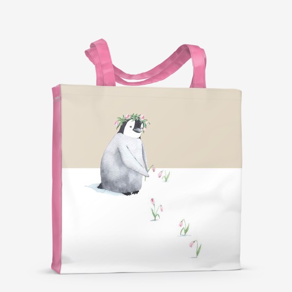 Сумка-шоппер «Пингвин с цветами в венке »