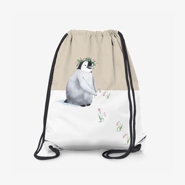 Рюкзак «Пингвин с цветами в венке »