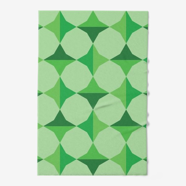 Полотенце «зеленый орнамент с четырехконечными звездами»