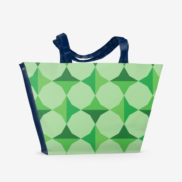 Пляжная сумка «зеленый орнамент с четырехконечными звездами»