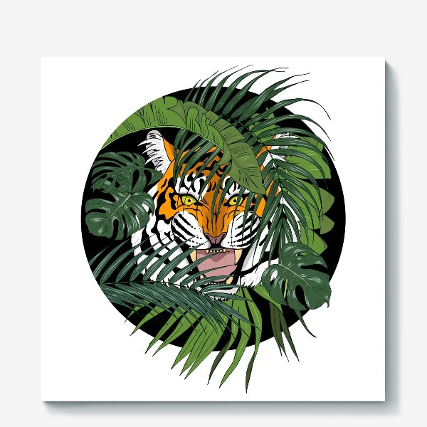 Холст «тигр в джунглях»