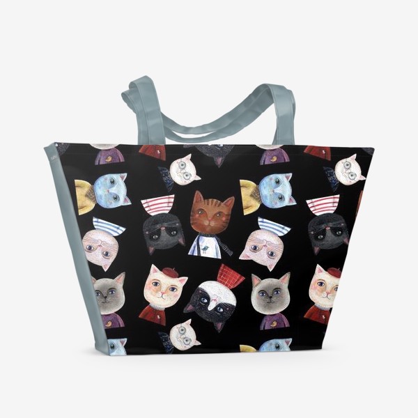 Пляжная сумка «Паттерн Коты в случайном порядке»