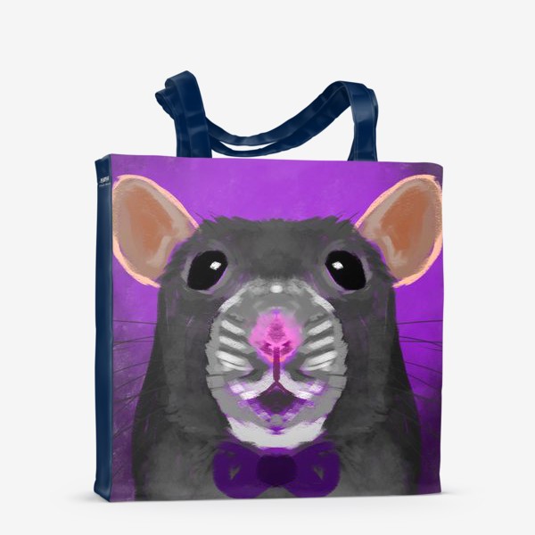 Сумка-шоппер «крыска на фиолетовом фоне»