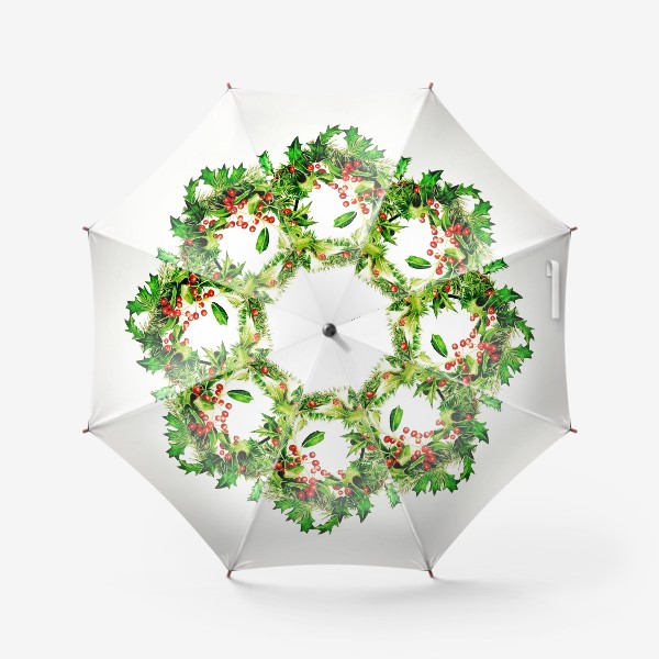 Зонт «Рождественский венок с ветками ели и остролиста»
