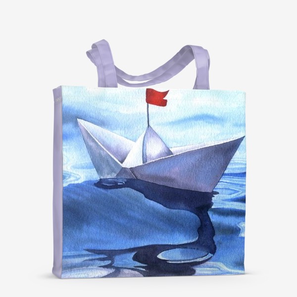 Сумка-шоппер «Бумажный кораблик с красным флагом»