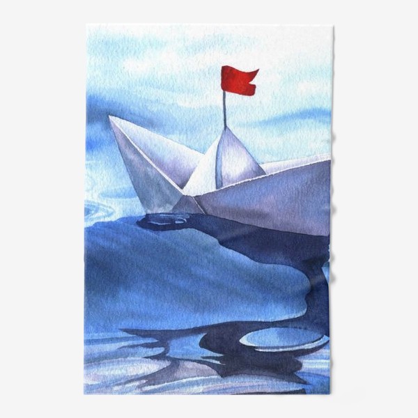 Полотенце &laquo;Бумажный кораблик с красным флагом&raquo;
