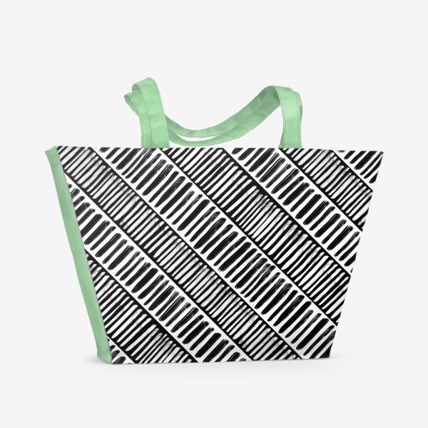 Пляжная сумка «Черно-белые наклонные полосы»