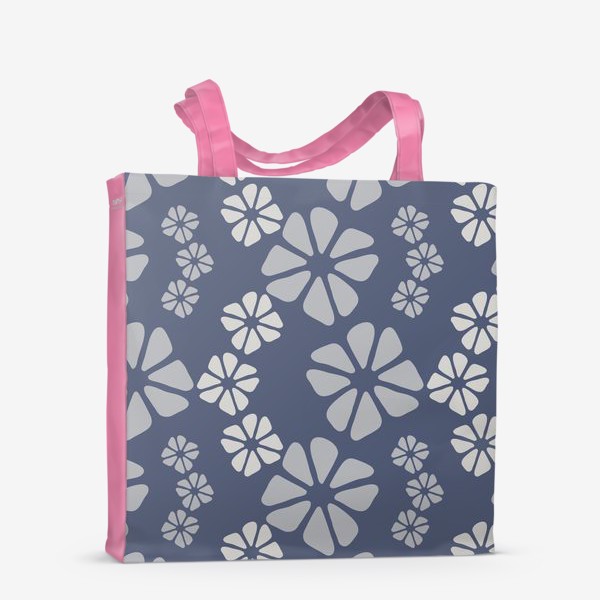Сумка-шоппер «Кубические цветы на синем фоне»