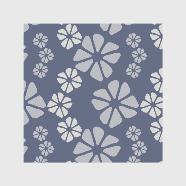 Скатерть «Кубические цветы на синем фоне»