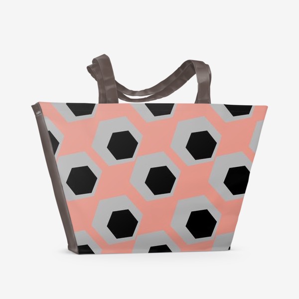 Пляжная сумка «Яркие шестиугольники на розовом »