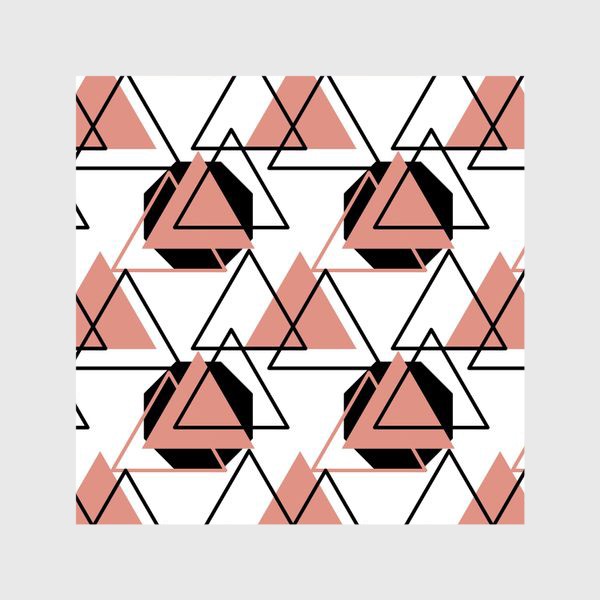 Шторы «Геометрия, Розовые и черные треугольники»