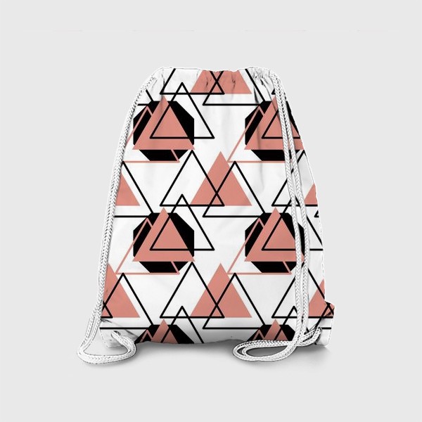 Рюкзак «Геометрия, Розовые и черные треугольники»