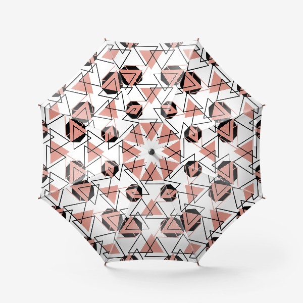 Зонт «Геометрия, Розовые и черные треугольники»