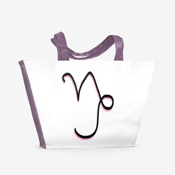 Пляжная сумка «Знак зодиака Козерог с розовой подсветкой»