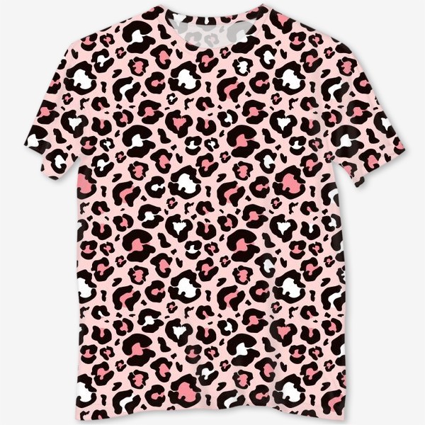 Футболка с полной запечаткой «Леопард животный принт розовый»