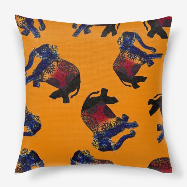 Подушка «Индийский слон, паттерн»