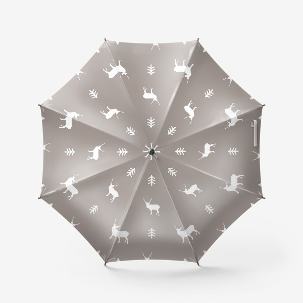 Зонт «Уютный паттерн с оленем и ёлочкой»