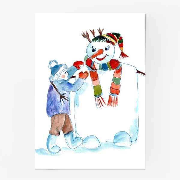 Постер «Мальчик и снеговик»